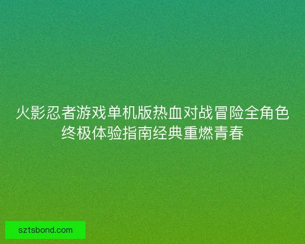 火影忍者游戏单机版热血对战冒险全角色终极体验指南经典重燃青春