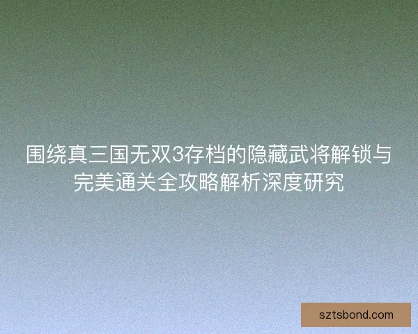 围绕真三国无双3存档的隐藏武将解锁与完美通关全攻略解析深度研究