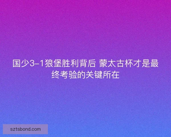 国少3-1狼堡胜利背后 蒙太古杯才是最终考验的关键所在